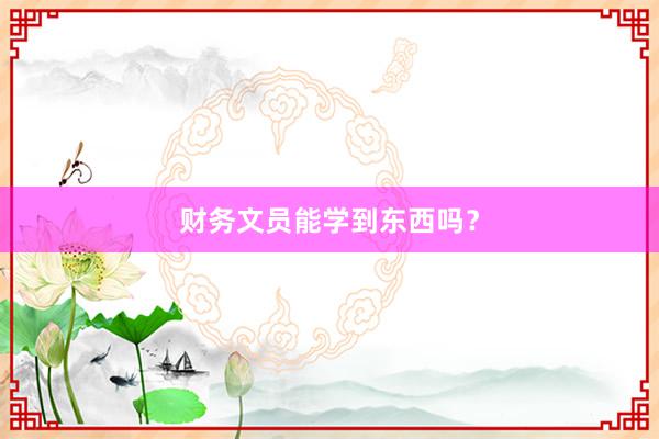 财务文员能学到东西吗？